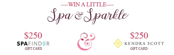 Win a little Spa & Sparkle- $250 Spa Finder Gift card and $250 Kendra Scott Gift Card